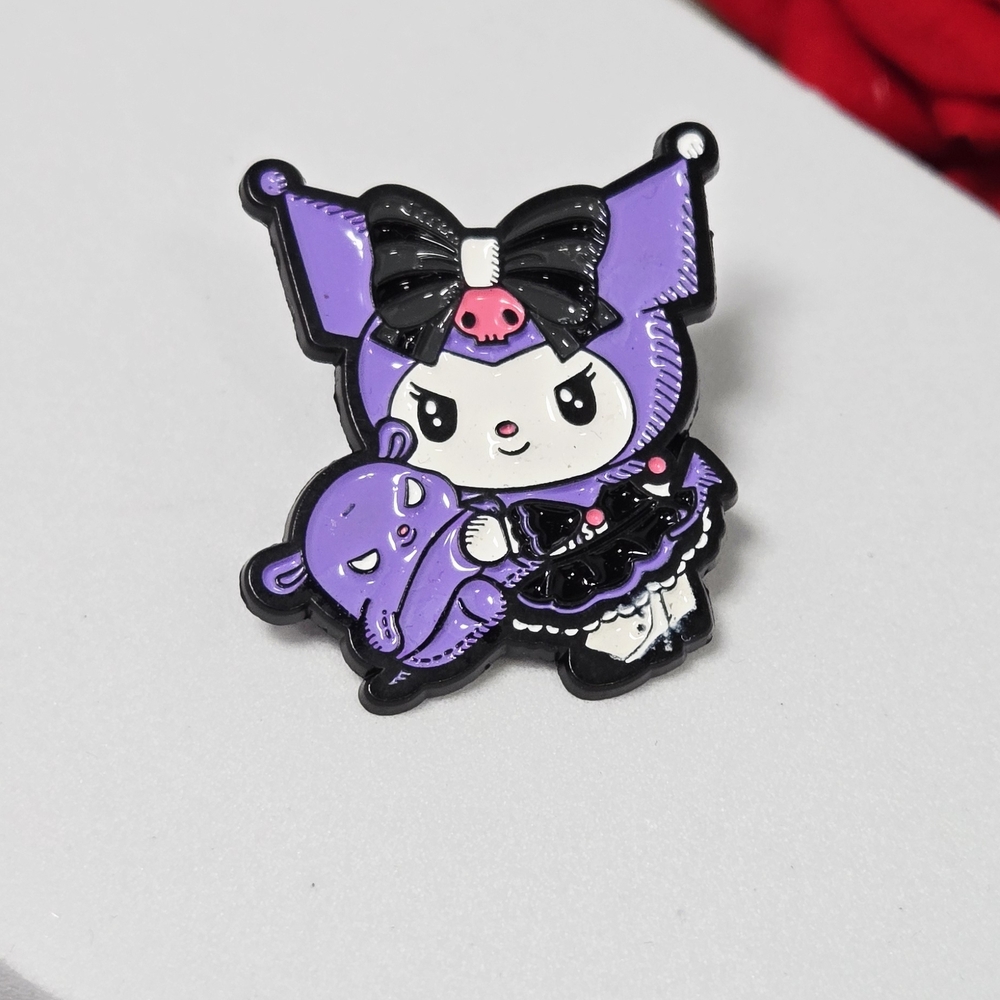 Kuromi Cartoon Enamel Pin Black Purple Hello Kitty Friends Spooky Sweet Y2K Cute
